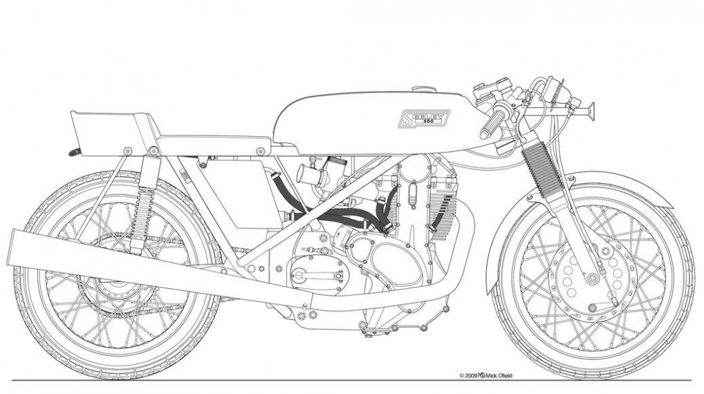1018x570 Seeley Matchless Line Drawing Classic Motorcycle Pictures - Motorcycle Line Drawing