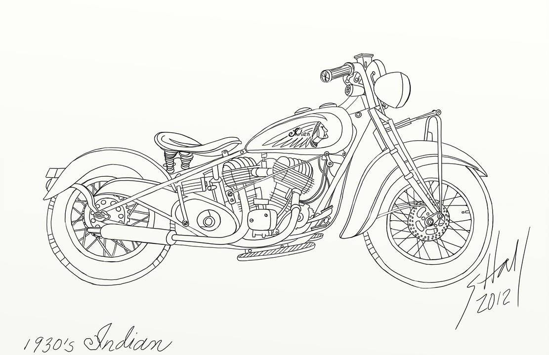 1111x719 Indian Motorcycle Line Drawing - Motorcycle Line Drawing