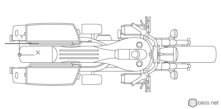 726x360 autocad drawing harley davidson motorcycle model flhx street glide dwg - Motorcycle Line Drawing