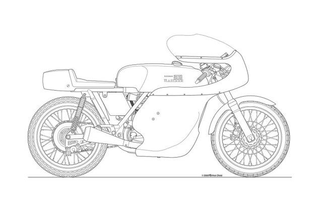635x423 Motorcycle Line Drawing Blueprints Motorcycles - Motorcycle Outline Drawing