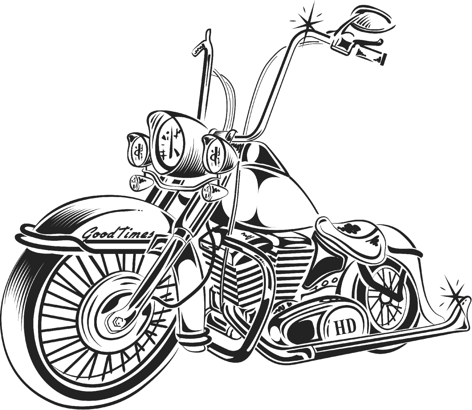 Download For Powerpoint - Motorcycle Outline Drawing. 