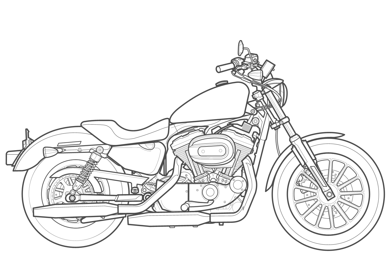 1343x950 Motorcycle Outline Drawing - Motorcycle Outline Drawing