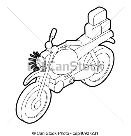 450x470 motorcycle with cargo icon, isometric style icon outline - Motorcycle Outline Drawing