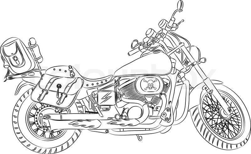 800x492 vector outline a motorcycle with stock vector colourbox - Motorcycle Outline Drawing
