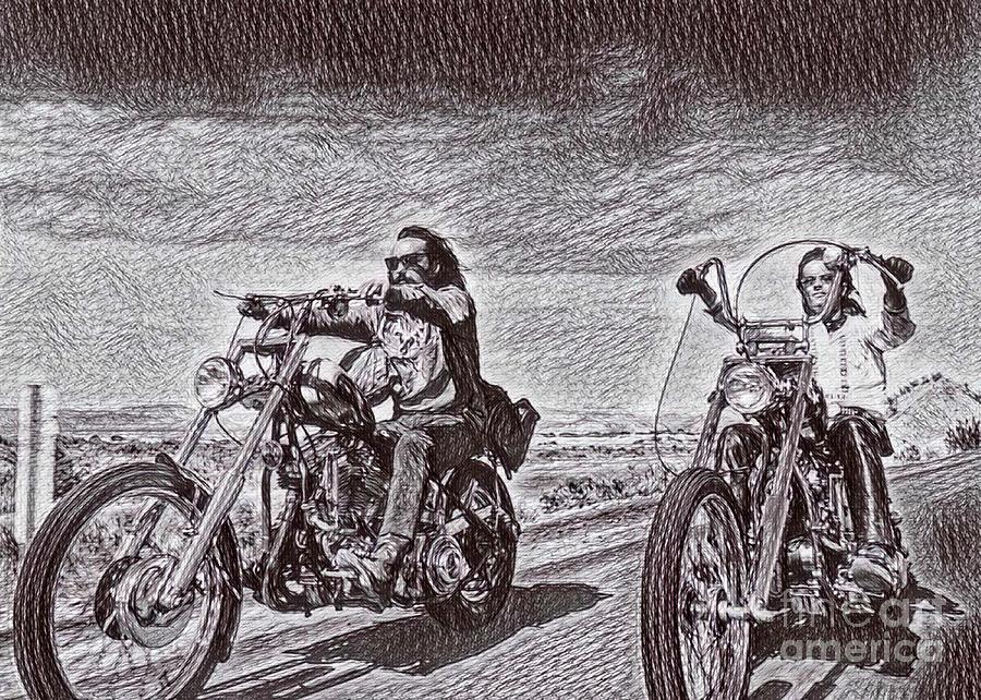 900x642 easy rider drawing drawing - Motorcycle Rider Drawing