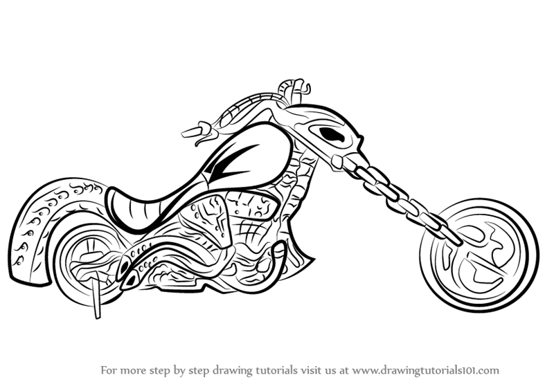 800x565 learn how to draw ghost rider bike - Motorcycle Rider Drawing