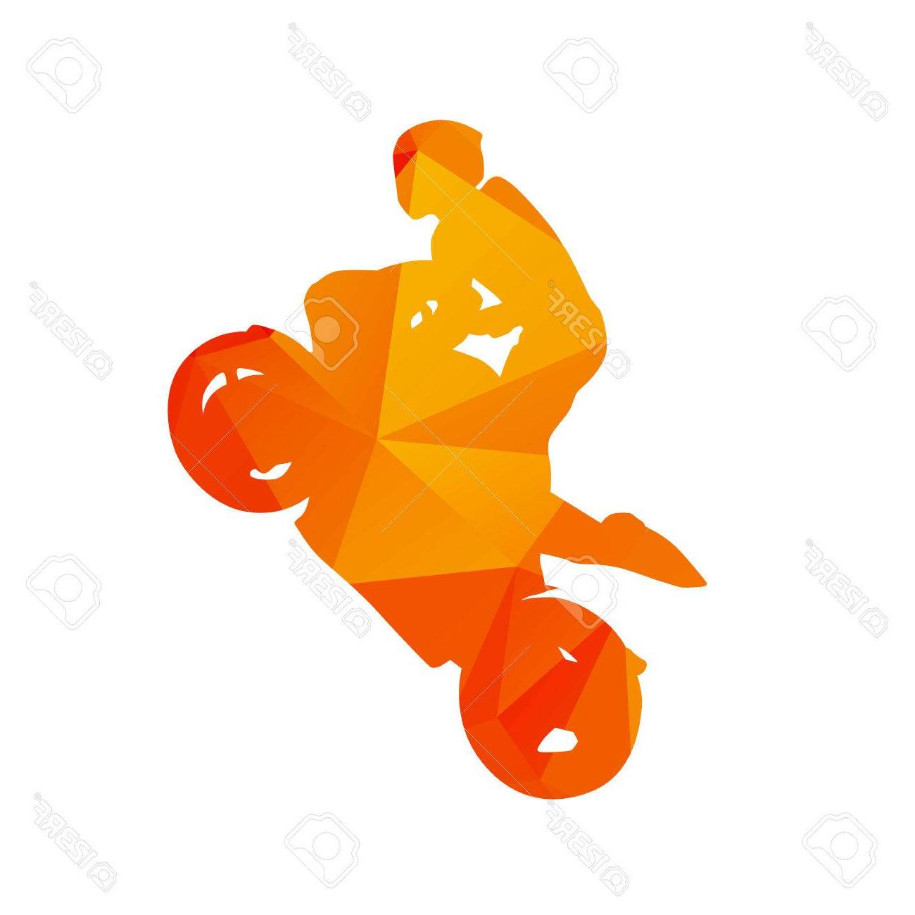 1300x1300 best free abstract motorcycle rider orange polygonal vector - Motorcycle Rider Drawing