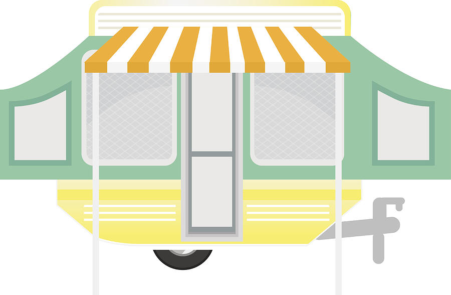 900x588 happy and cute retro motorhome trailer scene drawing - Motorhome Drawing