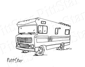 340x270 instant download winnebago motorhome rear view printable etsy - Motorhome Drawing