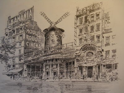 400x300 karel votlucka signed pencil drawing paris moulin rouge - Moulin Rouge Drawing
