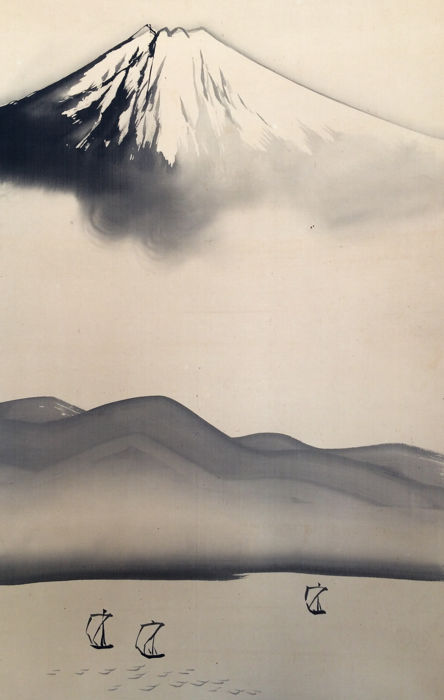 444x700 large japanese scroll - Mount Fuji Drawing