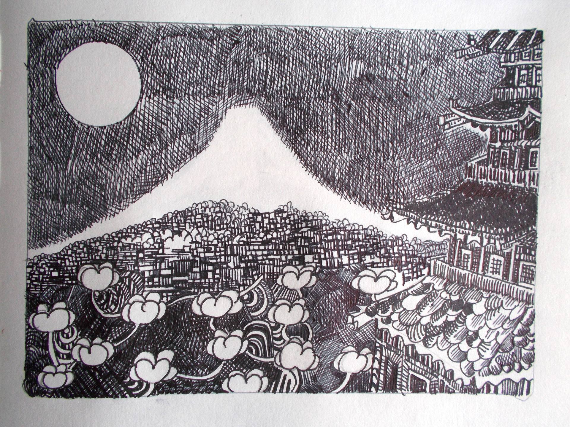 1920x1440 mount fuji drawing - Mount Fuji Drawing