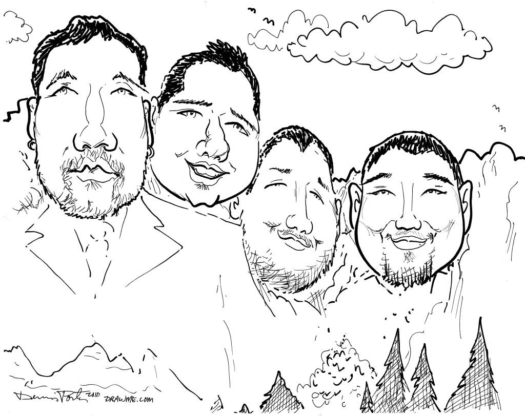 1024x812 mt rushmore sons caricature drawings caricature, party - Mount Rushmore Drawing
