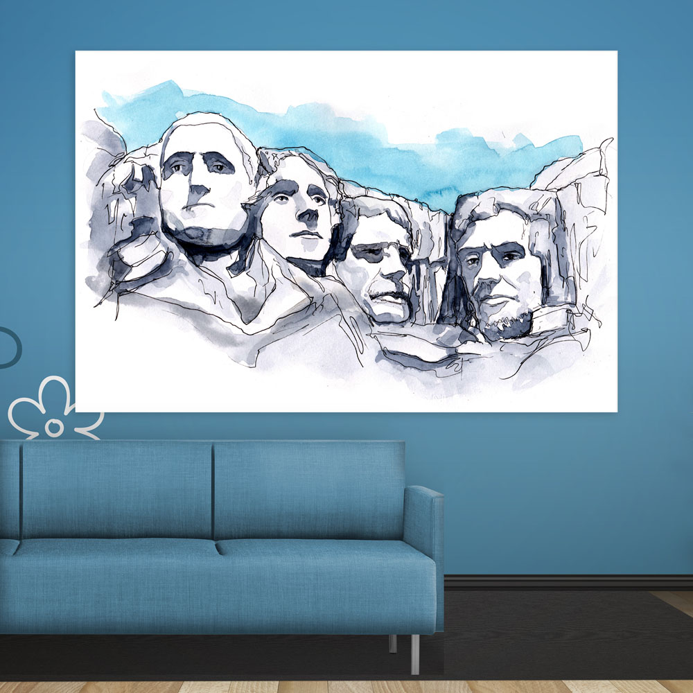 1000x1000 canvas painting - Mount Rushmore Drawing