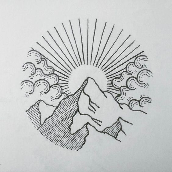 564x564 image result for sea mountain drawing - Mountain And Sun Drawing