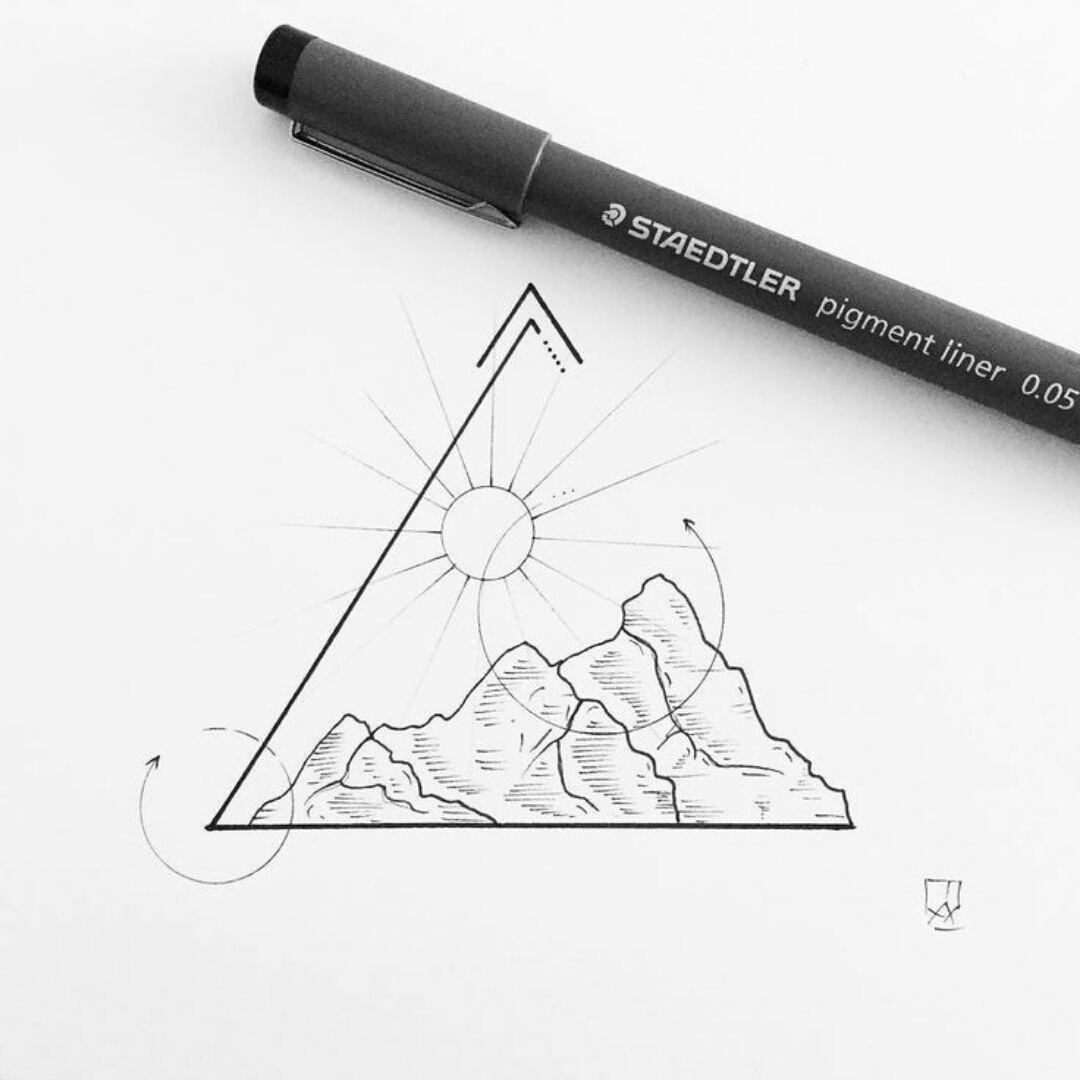 Mountain And Sun Drawing at PaintingValley.com | Explore collection of ...