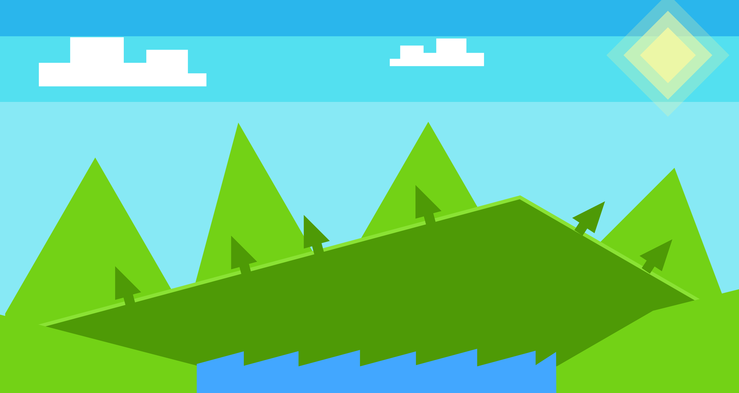 2400x1276 Clipart - Mountain And Sun Drawing