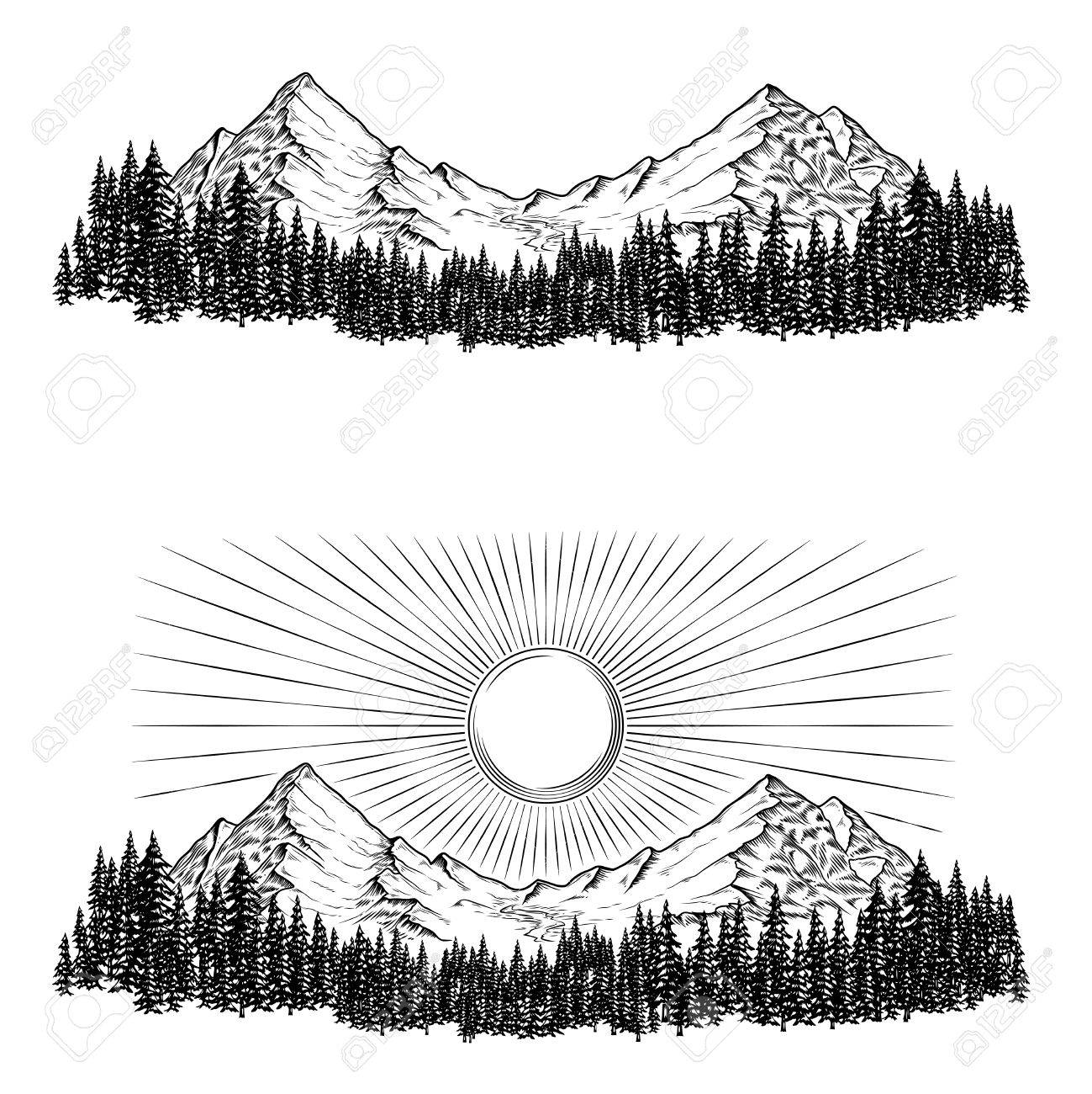 Mountain And Sun Drawing at Explore collection of