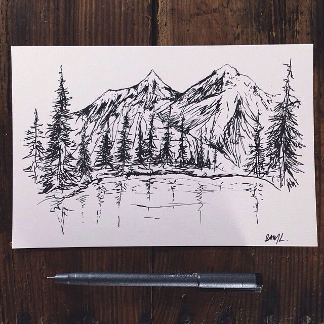 640x640 Love Landscape Draw Pictures And Ideas On Pro Landscape - Mountain And Trees Drawing