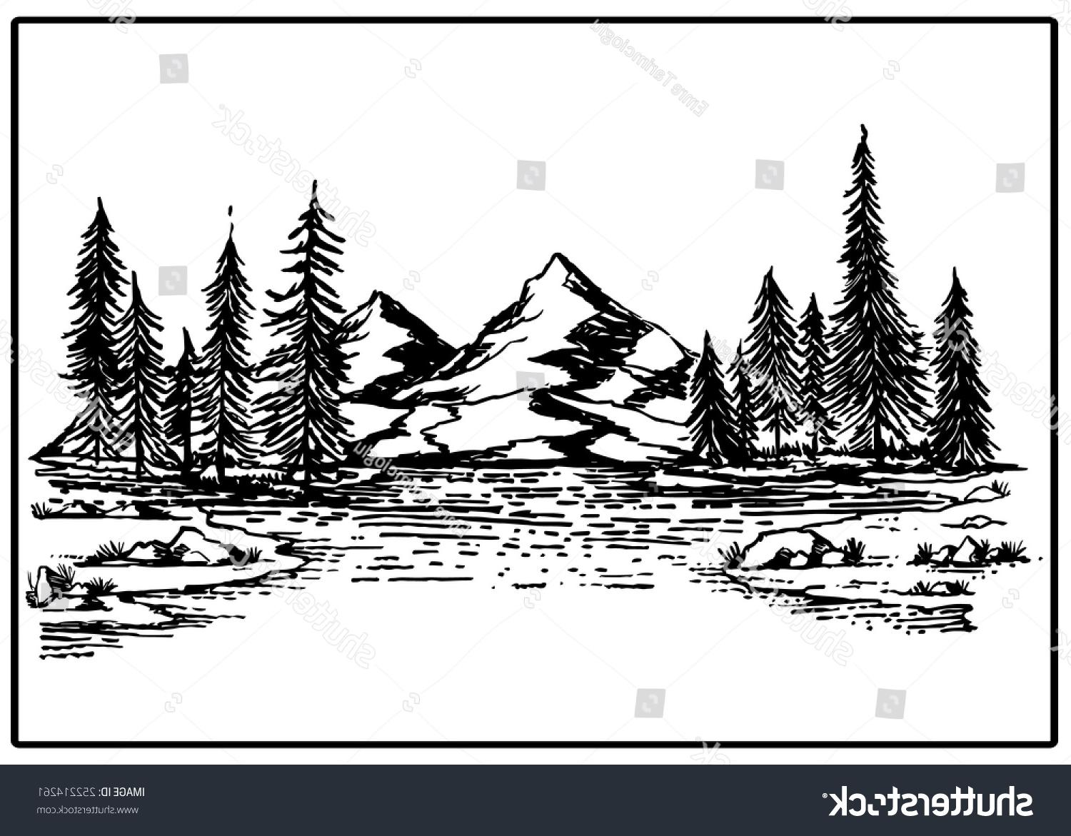 Mountain And Trees Drawing at PaintingValley.com | Explore collection ...