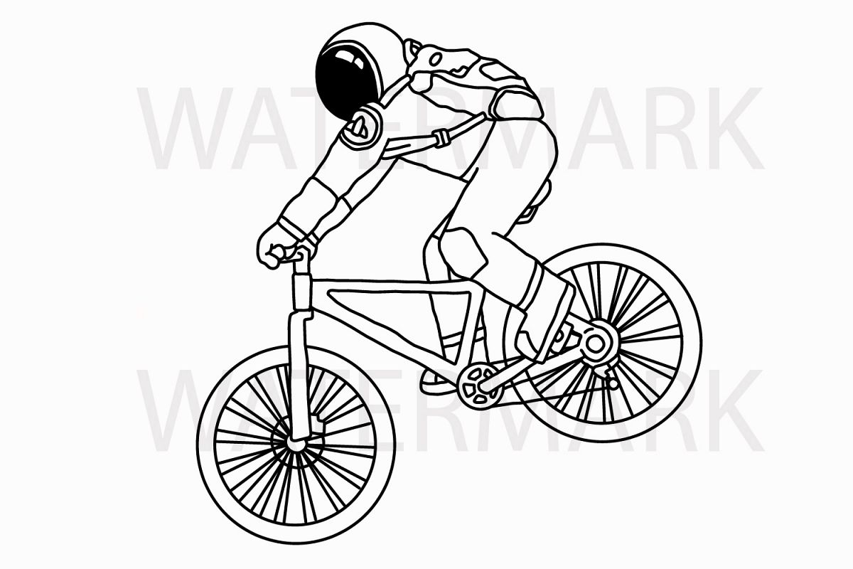 1200x800 Astronaut On Mountain Bike Riding - Mountain Bike Drawing