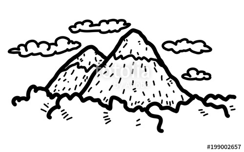 500x313 Mountain Cartoon Vector And Illustration, Black And White, Hand - Mountain Black And White Drawing