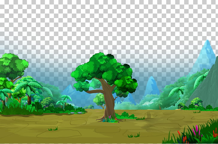 728x479 cartoon drawing computer file, cartoon tree lawn mountain png - Mountain Cartoon Drawing