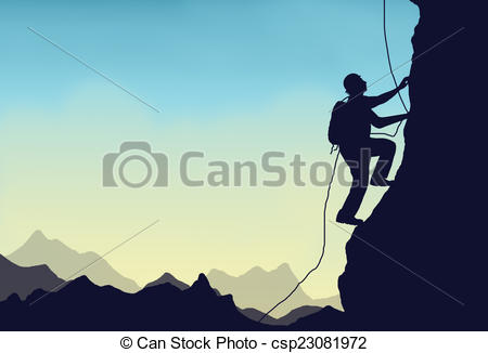 450x326 mountain climber illustration, silhouette of a mountain or rock - Mountain Climbing Drawing