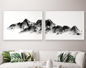 340x270 Mountain Drawing Etsy - Mountain Drawing