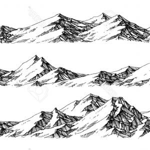 300x300 set of black and white mountain silhouettes background border - Mountain Drawing Black And White