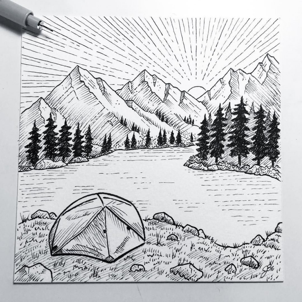 Mountain Drawing Black And White at Explore