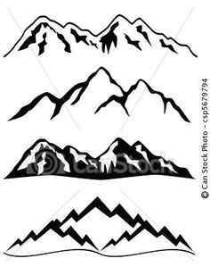 236x299 Line Mountains Group With Items - Mountain Drawing Clip Art