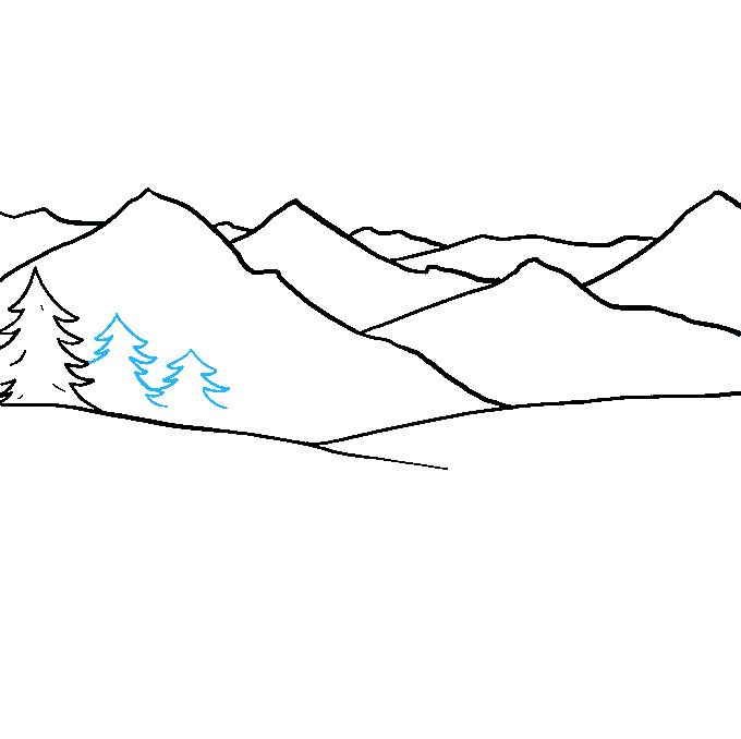680x678 How To Draw Mountains - Mountain Drawing Outline