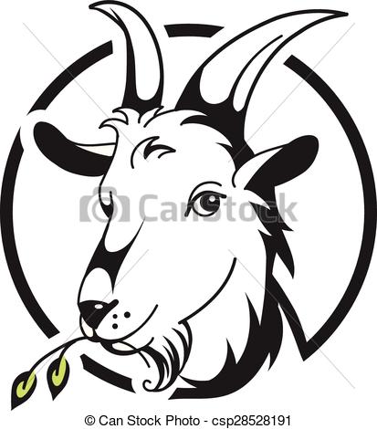 413x470 Head Of Goat On White Background, Vector Illustration - Mountain Goat Head Drawing