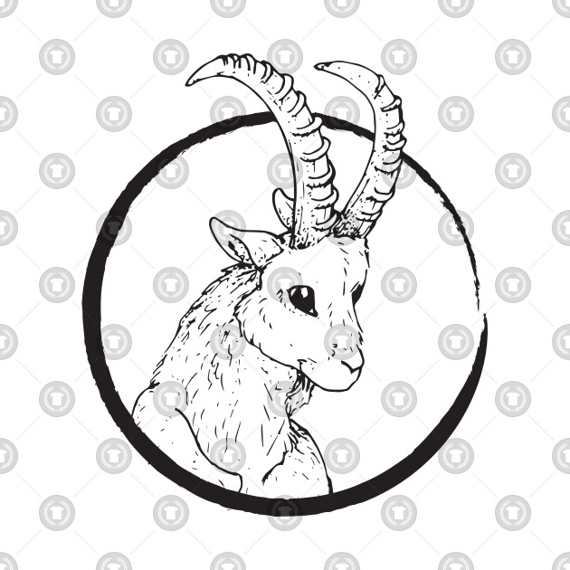 630x630 Pen Ink Goat Head - Mountain Goat Head Drawing