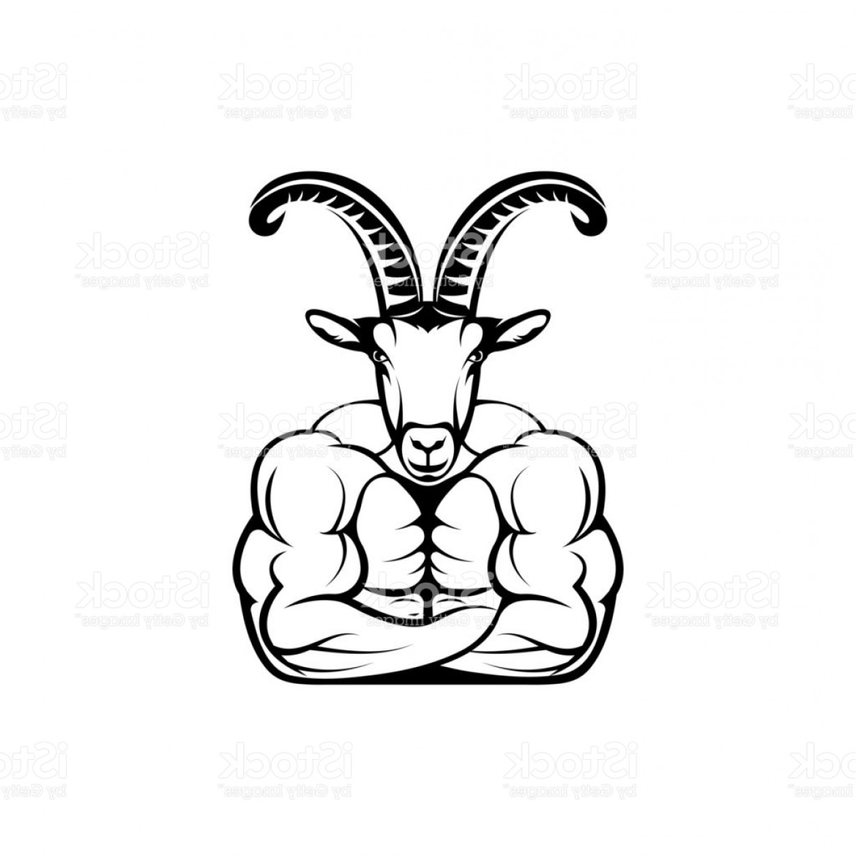 1228x1228 vector fitness body with goat head face for retro icons emblems - Mountain Goat Head Drawing