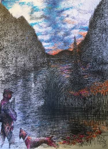 375x517 mountain lake drawing - Mountain Lake Drawing