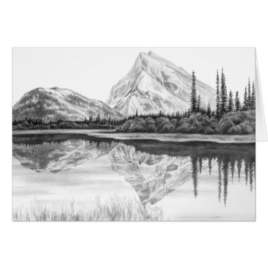 540x540 mountain lake landscape drawing - Mountain Lake Drawing