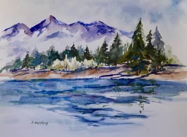 375x275 mountain lake painting - Mountain Lake Drawing