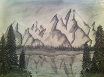 335x250 mountain lake - Mountain Lake Drawing