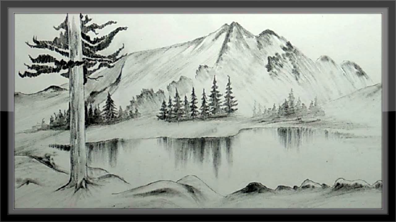 Mountain Landscape Drawing at PaintingValley.com | Explore collection of Mountain Landscape Drawing