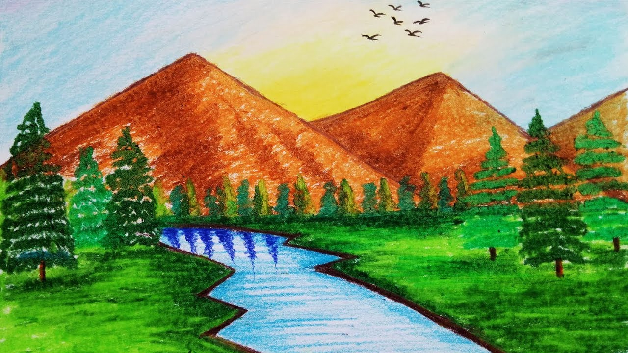 Mountain Landscape Drawing at PaintingValley.com | Explore collection of Mountain Landscape Drawing