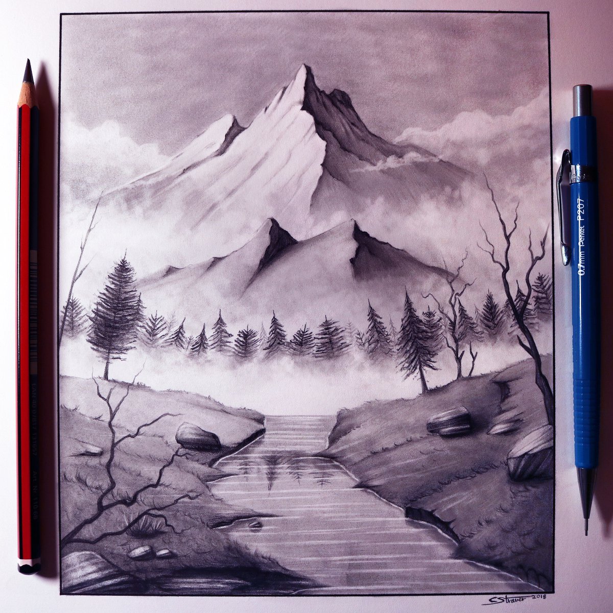 Mountain Landscape Drawing at Explore collection