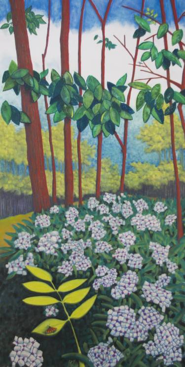 375x742 mountain laurel blossom flowers in forest - Mountain Laurel Drawing