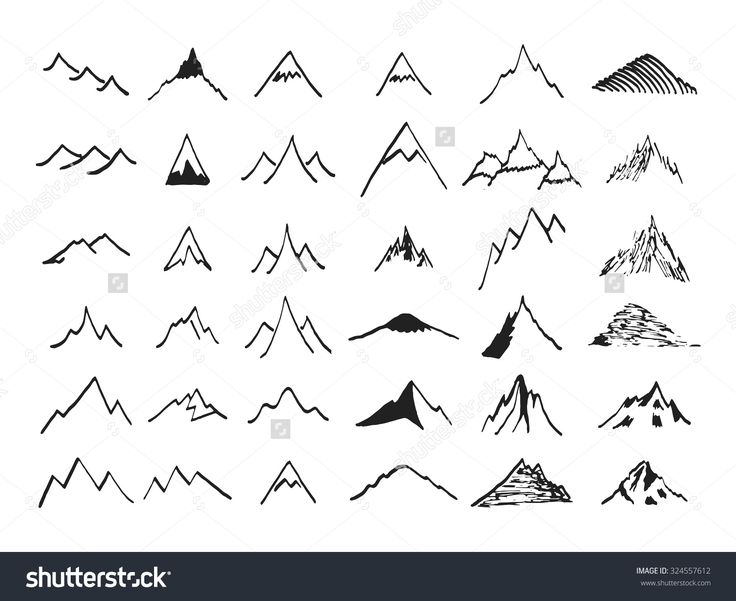 736x601 mountain line vector group with items - Mountain Line Drawing