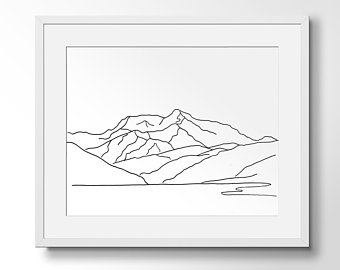 340x270 Mountain Line Art Etsy - Mountain Line Drawing