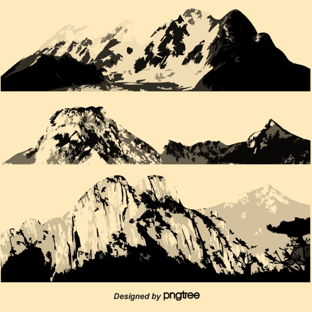 640x640 vector line drawing three big mountains, line mountain, hand - Mountain Line Drawing