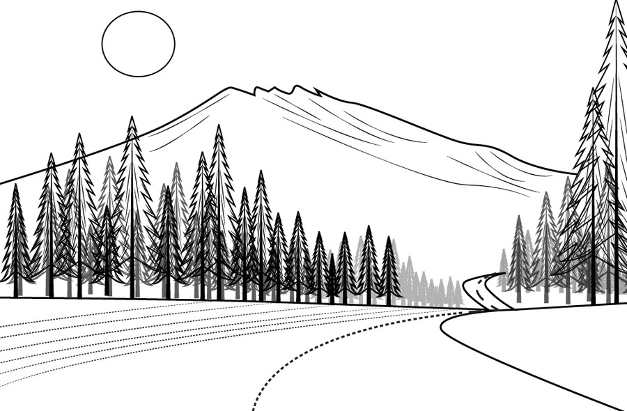 900x590 entry - Mountain Line Drawing