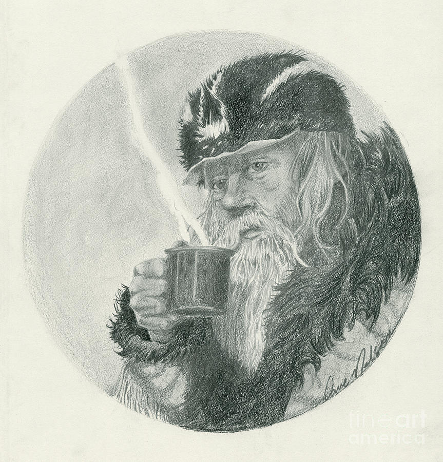 863x900 Mountain Man Self Portrait Drawing - Mountain Man Drawing