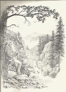 218x300 mountain man wilderness charcoal drawing art work print - Mountain Man Drawing